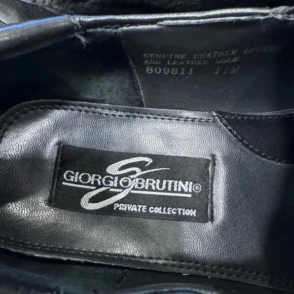 Giorgio Brutini Private Collection Black Leather Slip On Loafers 11 M ITALY - Picture 8 of 14